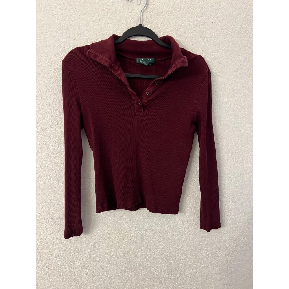 Lauren Ralph Lauren red long sleeve shirt women size small